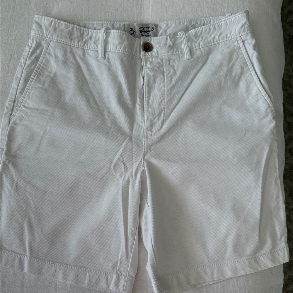 Original Penguin Men's Crisp White Flat Front Shorts